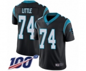 Men's Carolina Panthers #74 Greg Little Black Team Color Vapor Untouchable Limited Player 100th Season Football Jersey