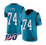 Men's Carolina Panthers #74 Greg Little Limited Blue Rush Vapor Untouchable 100th Season Football Jersey