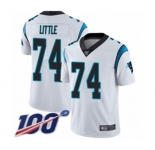 Men's Carolina Panthers #74 Greg Little White Vapor Untouchable Limited Player 100th Season Football Jersey