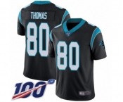 Men's Carolina Panthers #80 Ian Thomas Black Team Color Vapor Untouchable Limited Player 100th Season Football Jersey