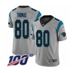 Men's Carolina Panthers #80 Ian Thomas Silver Inverted Legend Limited 100th Season Football Jersey