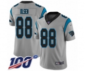 Men's Carolina Panthers #88 Greg Olsen Silver Inverted Legend Limited 100th Season Football Jersey