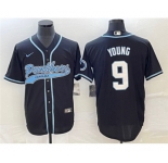 Men's Carolina Panthers #9 Bryce Young Black With Patch Cool Base Stitched Baseball Jersey