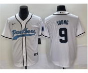 Men's Carolina Panthers #9 Bryce Young White With Patch Cool Base Stitched Baseball Jersey