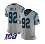 Men's Carolina Panthers #92 Vernon Butler Silver Inverted Legend Limited 100th Season Football Jersey