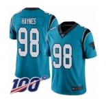 Men's Carolina Panthers #98 Marquis Haynes Blue Alternate Vapor Untouchable Limited Player 100th Season Football Jersey