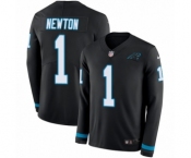Men's Nike Carolina Panthers #1 Cam Newton Limited Black Therma Long Sleeve NFL Jersey