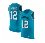 Men's Nike Carolina Panthers #12 DJ Moore Blue Rush Player Name & Number Tank Top NFL Jersey