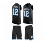 Men's Nike Carolina Panthers #12 DJ Moore Limited Black Tank Top Suit NFL Jersey
