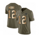 Men's Nike Carolina Panthers #12 DJ Moore Limited Olive Gold 2017 Salute to Service NFL Jersey