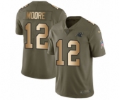 Men's Nike Carolina Panthers #12 DJ Moore Limited Olive Gold 2017 Salute to Service NFL Jersey