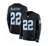 Men's Nike Carolina Panthers #22 Christian McCaffrey Limited Black Therma Long Sleeve NFL Jersey