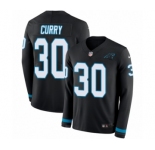 Men's Nike Carolina Panthers #30 Stephen Curry Limited Black Therma Long Sleeve NFL Jersey