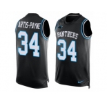Men's Nike Carolina Panthers #34 Cameron Artis-Payne Limited Black Player Name & Number Tank Top NFL Jersey