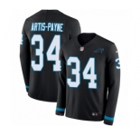 Men's Nike Carolina Panthers #34 Cameron Artis-Payne Limited Black Therma Long Sleeve NFL Jersey