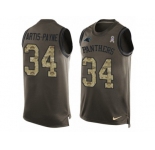 Men's Nike Carolina Panthers #34 Cameron Artis-Payne Limited Green Salute to Service Tank Top NFL Jersey