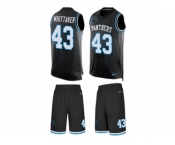 Men's Nike Carolina Panthers #43 Fozzy Whittaker Limited Black Tank Top Suit NFL Jersey