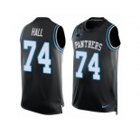 Men's Nike Carolina Panthers #74 Daeshon Hall Limited  Black Player Name & Number Tank Top NFL Jersey