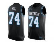 Men's Nike Carolina Panthers #74 Daeshon Hall Limited  Black Player Name & Number Tank Top NFL Jersey