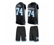 Men's Nike Carolina Panthers #74 Daeshon Hall Limited Black Tank Top Suit NFL Jersey