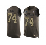 Men's Nike Carolina Panthers #74 Daeshon Hall Limited Green Salute to Service Tank Top NFL Jersey