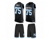 Men's Nike Carolina Panthers #75 Matt Kalil Limited Black Tank Top Suit NFL Jersey