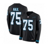 Men's Nike Carolina Panthers #75 Matt Kalil Limited Black Therma Long Sleeve NFL Jersey