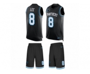 Men's Nike Carolina Panthers #8 Andy Lee Limited Black Tank Top Suit NFL Jersey