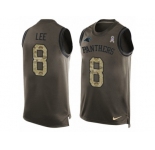 Men's Nike Carolina Panthers #8 Andy Lee Limited Green Salute to Service Tank Top NFL Jersey