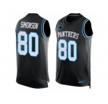 Men's Nike Carolina Panthers #80 Scott Simonson Limited Black Player Name & Number Tank Top NFL Jersey