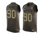 Men's Nike Carolina Panthers #90 Julius Peppers Limited Green Salute to Service Tank Top NFL Jersey