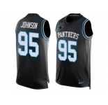 Men's Nike Carolina Panthers #95 Charles Johnson Limited Black Player Name & Number Tank Top NFL Jersey