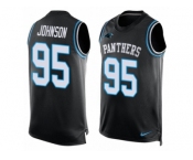 Men's Nike Carolina Panthers #95 Charles Johnson Limited Black Player Name & Number Tank Top NFL Jersey