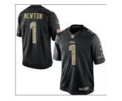 Nike Carolina Panthers #1 Cam Newton Black Salute to Service Jerseys(Limited)