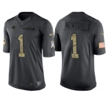 Nike Carolina Panthers #1 Cam Newton Men's Stitched Black NFL Salute to Service Limited Jerseys