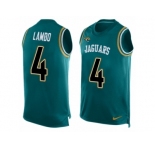 Men Nike Jacksonville Jaguars #4 Josh Lambo Limited Teal Green Player Name & Number Tank Top NFL Jersey