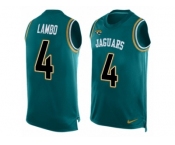 Men Nike Jacksonville Jaguars #4 Josh Lambo Limited Teal Green Player Name & Number Tank Top NFL Jersey