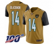 Men's Jacksonville Jaguars #14 Justin Blackmon Limited Gold Rush Vapor Untouchable 100th Season Football Jersey