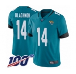 Men's Jacksonville Jaguars #14 Justin Blackmon Teal Green Alternate Vapor Untouchable Limited Player 100th Season Football Jersey