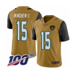 Men's Jacksonville Jaguars #15 Gardner Minshew II Limited Gold Rush Vapor Untouchable 100th Season Football Jersey