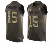 Men's Jacksonville Jaguars #15 Gardner Minshew II Limited Green Salute to Service Tank Top Football Jersey