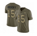 Men's Jacksonville Jaguars #15 Gardner Minshew II Limited Olive Camo 2017 Salute to Service Football Jersey
