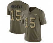 Men's Jacksonville Jaguars #15 Gardner Minshew II Limited Olive Camo 2017 Salute to Service Football Jersey