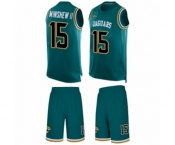Men's Jacksonville Jaguars #15 Gardner Minshew II Limited Teal Green Tank Top Suit Football Jersey