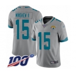 Men's Jacksonville Jaguars #15 Gardner Minshew II Silver Inverted Legend Limited 100th Season Football Jersey