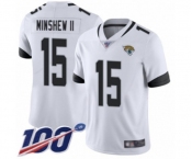 Men's Jacksonville Jaguars #15 Gardner Minshew II White Vapor Untouchable Limited Player 100th Season Football Jersey