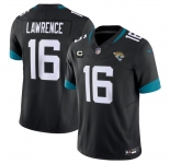 Men's Jacksonville Jaguars #16 Trevor Lawrence Black With 4-Star C Patch Vapor Untouchable Limited Stitched Jersey
