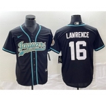 Men's Jacksonville Jaguars #16 Trevor Lawrence Black With Patch Cool Base Stitched Baseball Jersey
