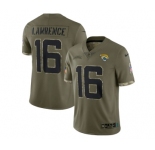 Men's Jacksonville Jaguars #16 Trevor Lawrence Olive 2022 Salute To Service Limited Stitched Jersey