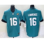 Men's Jacksonville Jaguars #16 Trevor Lawrence Teal 2023 FUSE Vapor Limited Stitched Jersey